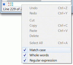 Quick filter context menu