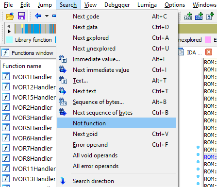 IDA menu with underlined accelerator keys